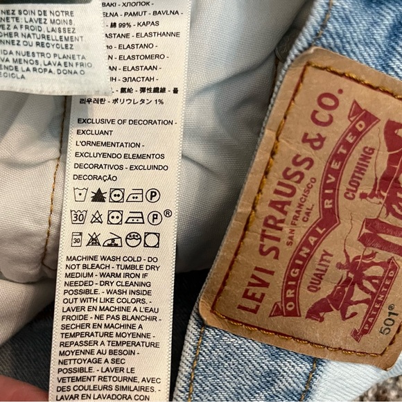 Levi’s 501 Button Fly Two Tone Shorts Waist Size 24 - Picture 9 of 12